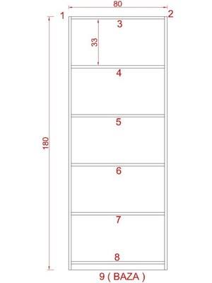 Raf Kestir Asya Suntalam Kitaplık ( 80 x 180 cm ) Krem ( Parlak )