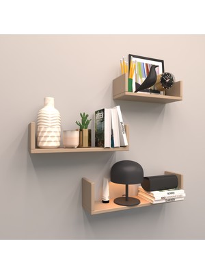 Rafkestir Arena 3 Lü Duvar Raf Seti Cappicino