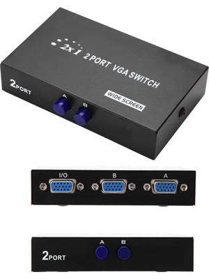 Aogo 2 Port VGA Switch 2 Kasa 1 Monitör VGA Seçici VGA Giriş Çoklayıcı 2 Giriş 1 Çıkış 15 Pin VGA