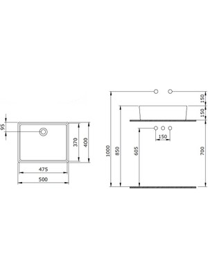 Bocchi Milano 50 cm Parlak Beyaz Banyo ve Tuvalet Çanak Lavabo