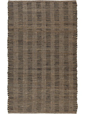 Cool Halı Pata 593-A Siyah Jüt Halı El Dokuma Natural Hasır Halı El Örgü Jüt Kilim 120X170