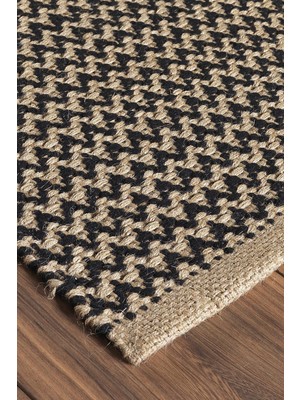 Cool Halı Bolero X12 Siyah Jüt Halı El Dokuma Natural Hasır Halı El Örgü Jüt Kilim 120X180