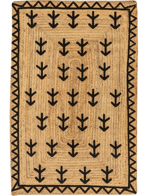 Cool Halı Bolero X-11 Siyah Renkli Jüt Halı El Dokuma Natural Hasır Halı El Örgü Jüt Kilim 120X180