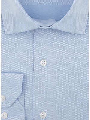 Süvari GM2025000198 Klasik Yaka Regular Fit Armürlü Mavi Erkek Gömlek