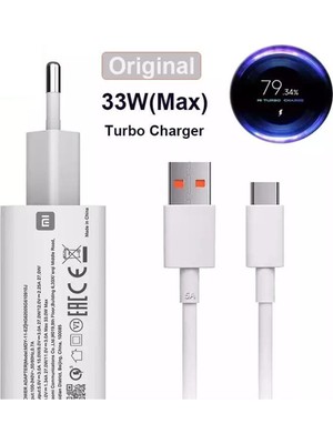 MI Xiaomi Şarj Aleti 33 Watt Note 8/9/10 Hızlı Şarj Aleti Başlık+Kablo Set 33 W Turbo