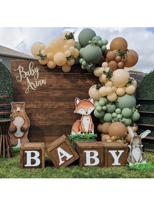 Trend Hediye Sepeti Küf Yeşili Karamel Sütlü Kahve Balon 100 Adet ve 5 M Balon Zinciri