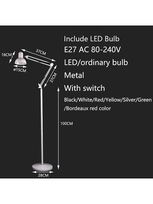 SLD Modern Nordic Minimalist Ferforje Ayarlanabilir Kat Lambası E27 220 V Işıkları Kırmızı (Yurt Dışından)