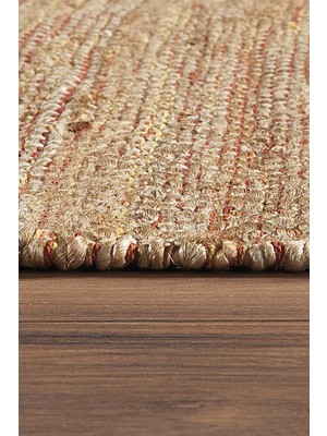 Cool Halı Pata 705-D Sarı Turuncu Jüt Halı El Dokuma Natural Hasır Halı El Örgü Jüt Kilim 120X180