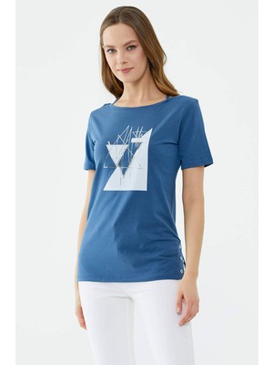 Sementa Geometrik Desenli Tshirt - Mavi