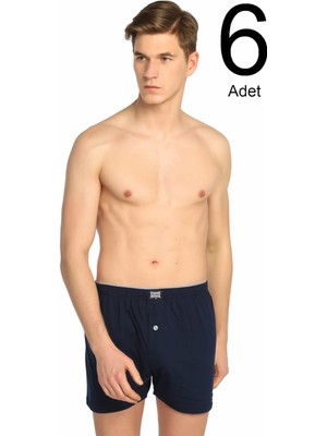 Bendehepsi Erkek Düğmeli Boxer 6'lı Paket Lacivert Renkli Konforlu Tasarım