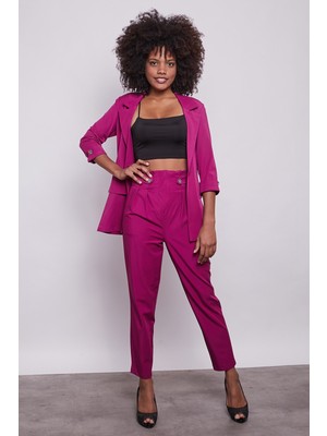 Jument Blazer Metal Düğme Detaylı Şık Spor Kumaş Ceket -Magenta