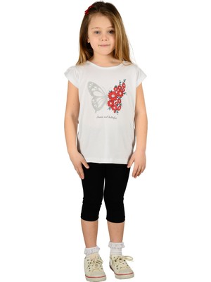 Silversun Lacivert Renkli Baskılı Kız Çocuk Tişört Tayt Takım |kt 219081