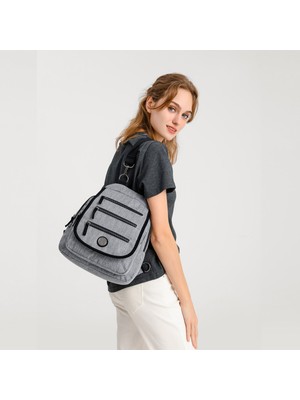 Smart Bags Kırçıllı Gri Kumaş Kadın Sırt Çantası 1169 Siyah