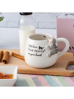 Karaca Animal Cat Mug Porselen Desenli Kulplu Kupa 465 ml Beyaz Tek Parça