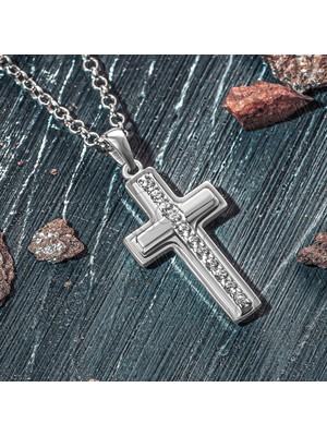 Takılingo 925 Ayar Gümüş Mini Zarif Cubic Zircon Cross Hac Kolye