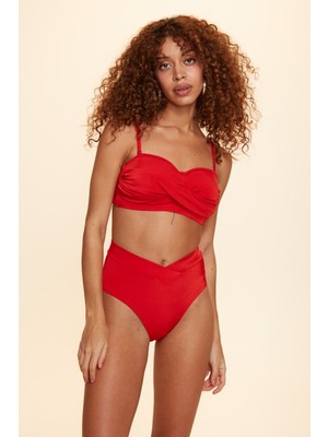 No Gossip Ella Yüksek Bel V Kesim Bikini Tek Alt Kırmızı 229206
