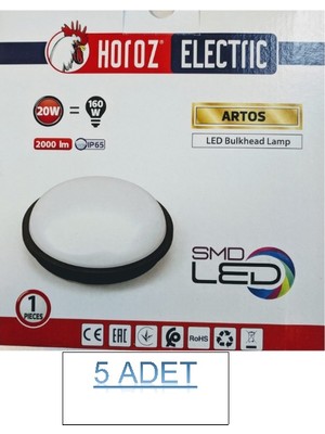 Horoz 5 Adet Horoz Artos 20 W Nemliyer Armatür Beyaz Kasa 6500K