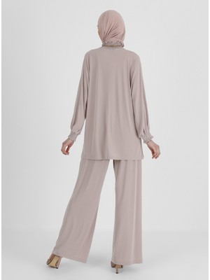 Refka Gipe Detaylı Sandy Tunik&pantolon Ikili Takım - Derin Pembe - Refka Woman