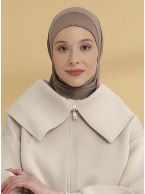 Tuva Düz Hijab Spor Bone - Koyu Vizon - Tuva