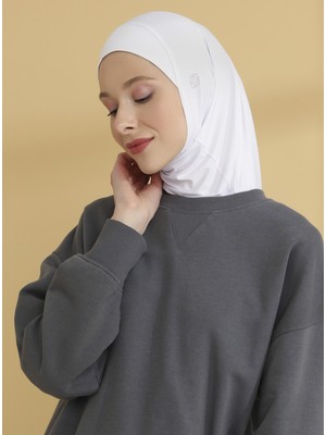 Tuva Düz Hijab Spor Bone - Beyaz - Tuva