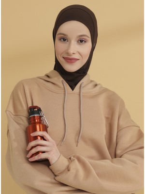 Tuva Düz Hijab Spor Bone - Açık Kahve - Tuva