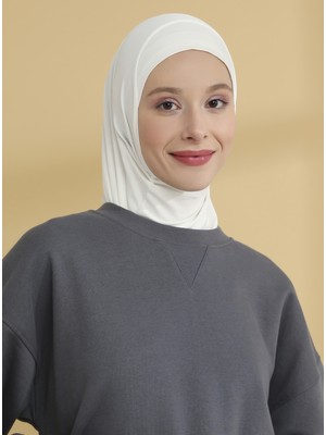 Tuva Düz Hijab Spor Bone - Krem - Tuva