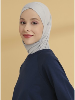 Tuva Çapraz Hijab Spor Bone - Açık Gri - Tuva