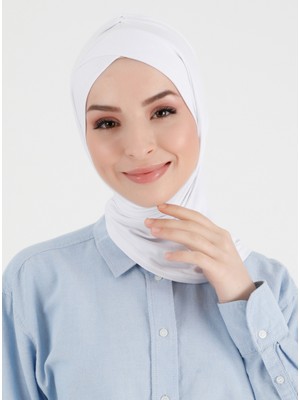 Ecardin Pileli Isra Çapraz Türban - Beyaz - Ecardin