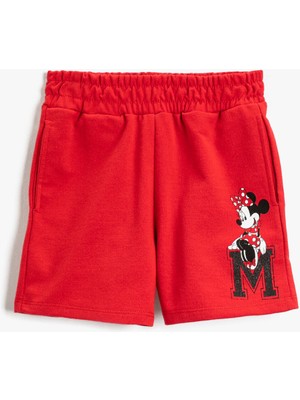 Koton Kız Çocuk Minnie Mouse Baskılı Şort Baskılı Lisanslı Pamuklu
