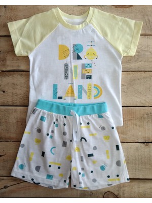 Kidaxi Drone Reglan Kol Tshirt-Şort Erkek Bebek Takım 6-24 Ay Turkuaz
