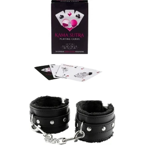 TSM Collection 2'li Set Siyah Peluş Metal Detaylı Zincirli Fantazi Kelepçe Kamasutra Oyun Kartı