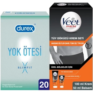 Yok Ötesi Slim Fit 20'li Ince Prezervatif + Veet Men Özel Bölge Tüy Dökücü Krem Set 100ML+50ML
