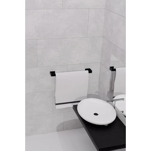 Metal Siyah Metal Havluluk Yapışkanlı Tasarım  Banyo Askısı