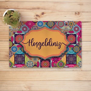 Etnik Mandala Desenli Hoşgeldiniz Dijital Baskılı 50X70CM Dekoratif Çok Amaçlı Iç ve Dış Kapı Paspası
