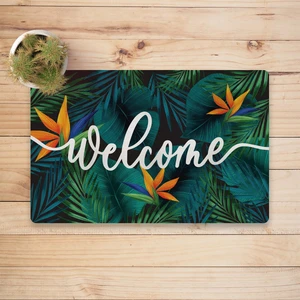 Tropik Desenli Welcome Dijital Baskılı 50X70CM Dekoratif Çok Amaçlı Iç ve Dış Kapı Paspası