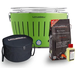 Lotus Grill Lotusgrill Kömürlü Dumansız Mangal Klasik Set ( Çanta + 2,5kg Kömür +1 Jel ) Limon Yeşili