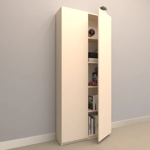 Asya Suntalam Kitaplık ( 80 x 180 cm ) - Kapaklı Krem ( Parlak )