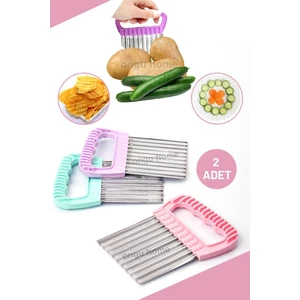 2'li Cips Patates Doğrayıcı Şekilli Kesici Çelik Patates Meyve ve Sebze Doğrama Bıçağı