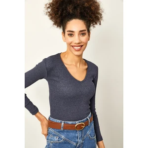 Indigo  V Yaka Kaşkorse Bluz  2YXK2-46110-27