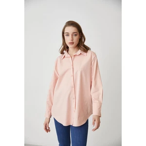 Lime Moda Oversize Gömlek-Pudra