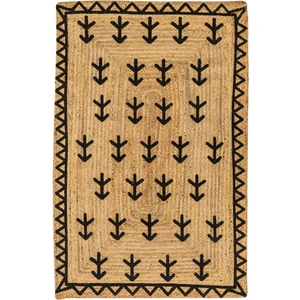 Cool Halı Bolero X-10 Naturel Siyah Jüt Halı El Dokuma Natural Hasır Halı El Örgü Jüt Kilim 80X150
