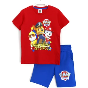 Erkek Çocuk Paw Patrol Baskılı Alt Üst Takım Kırmızı Mavi