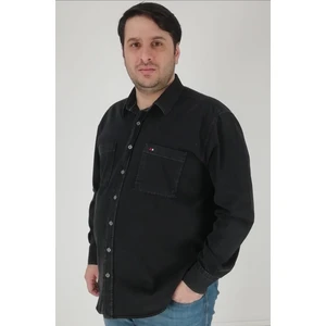 Büyük Beden Lacivert Kot Erkek Gömlek BTL-3023-TSS