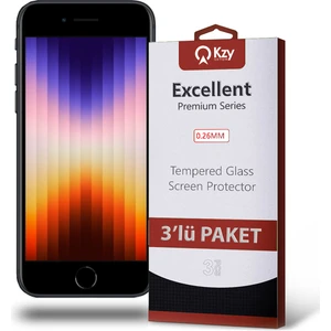 Kzy Apple iPhone Se 3 2022 Temperli Ekran Koruyucu Kırılmaz Cam Ekonomik 3'lü Paket