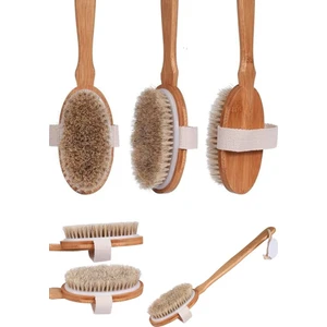 Saplı Doğal At Kılı Fırça - Masaj ve Selülit Fırçası