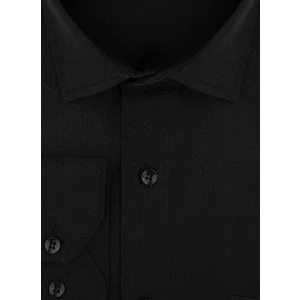 GM2025000183 Klasik Yaka  Regular Fit Armürlü Siyah Erkek Gömlek