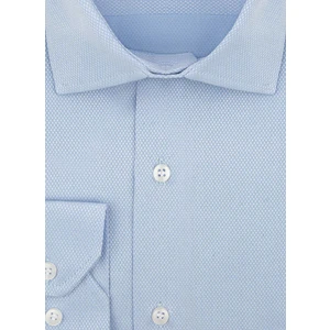 GM2025000198 Klasik Yaka Regular Fit Armürlü Mavi Erkek Gömlek