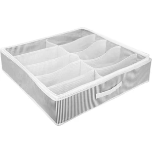 Kumaş Ayakkabı Saklama Çantası Seti (10 Gözlü) - Gri Çizgili