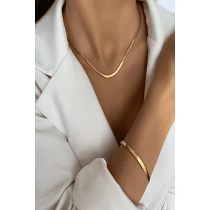 Takı Vadisi İtalyan Zincir Çelik Kolye ve Çelik Bileklik Seti (Kararmaz)