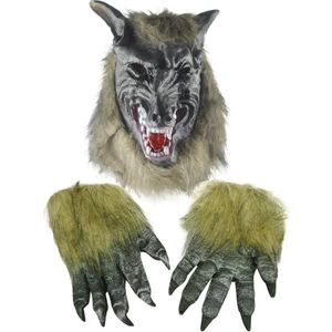 Eldivenli Cadılar Bayramı Korku Şeytan Maskesi Maskeli Balo Prop Kurt Kafası Maskesi Başlık (Yurt Dışından)